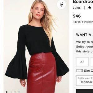 Long bell sleeve black top
